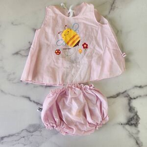 Baby girl Thai 2 piece pink summer lightweight breezy outfit 0-3 month bumblebee